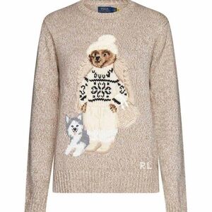 Polo Ralph Lauren Beige Knit Sweater with Polo Bear